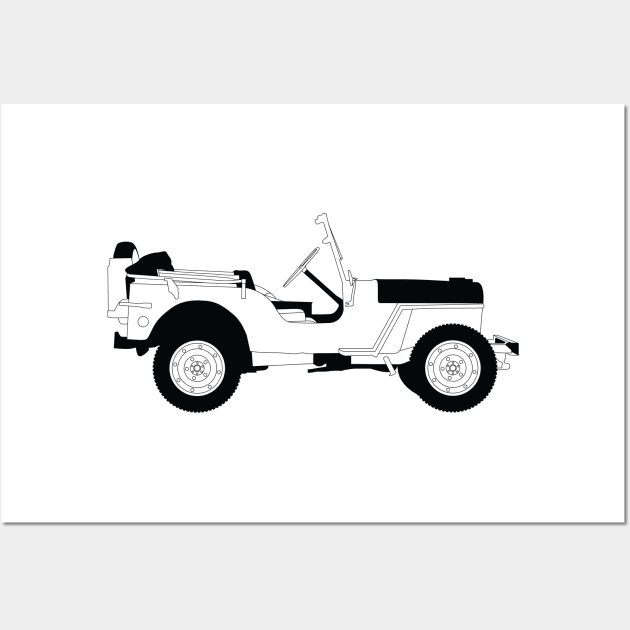 Willys Black Outline Wall Art by kindacoolbutnotreally